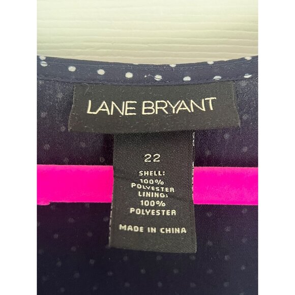 Lane Bryant Navy Blue Polka Dot Flutter Sleeve Midi Faux Wrap Dress Size 22 - Picture 4 of 12